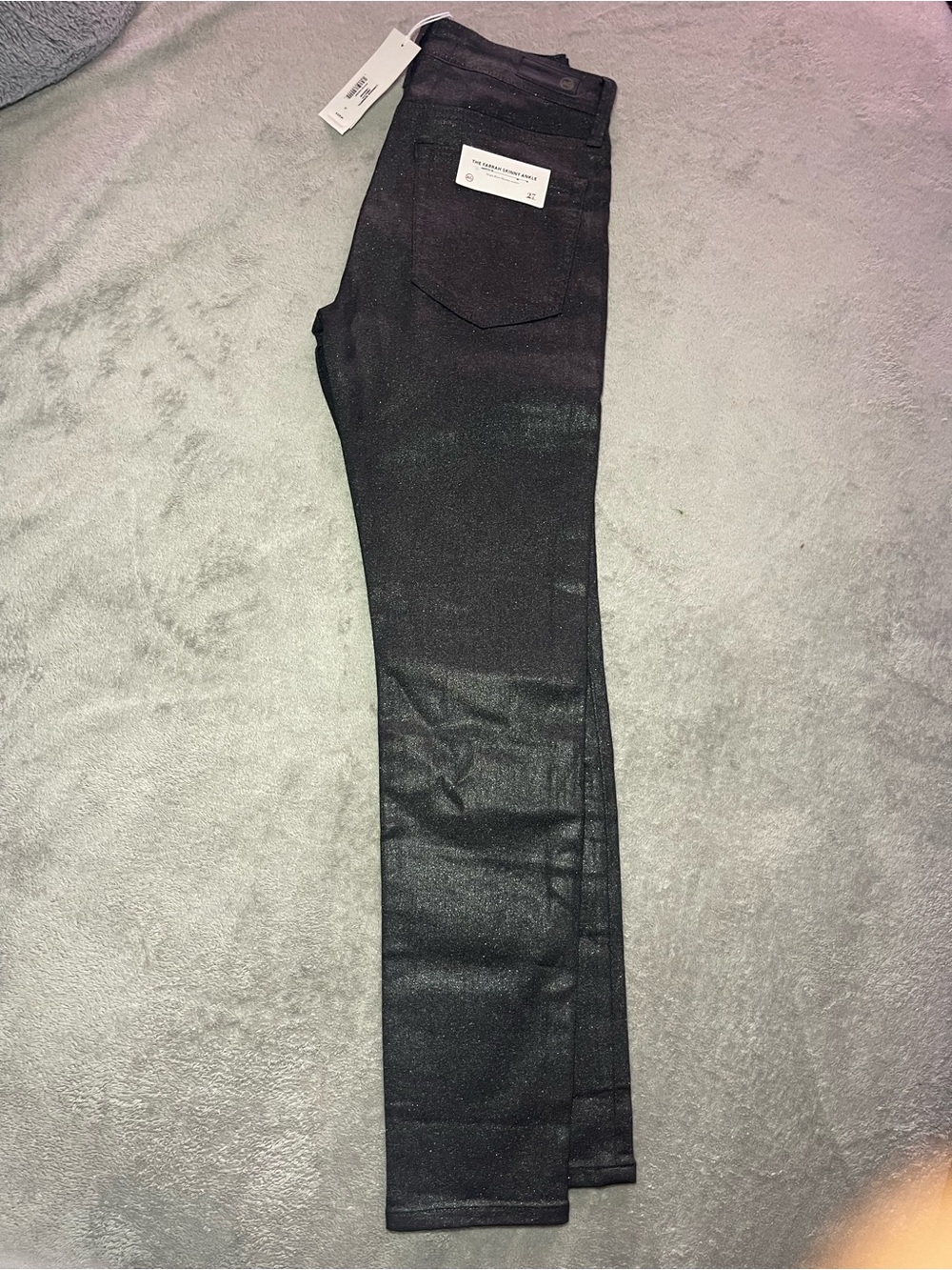 Ag Adriano Goldschmied Black Shimmery Skinny Jeans with Logo Tag